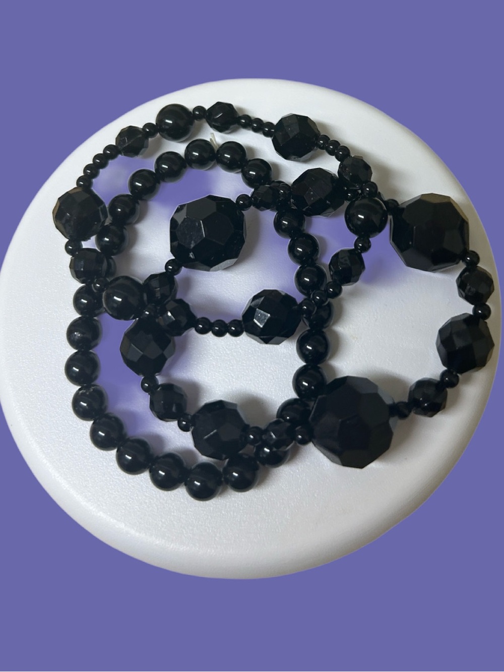 2/&15 Classic Black Beaded Stretch Bracelet Set
